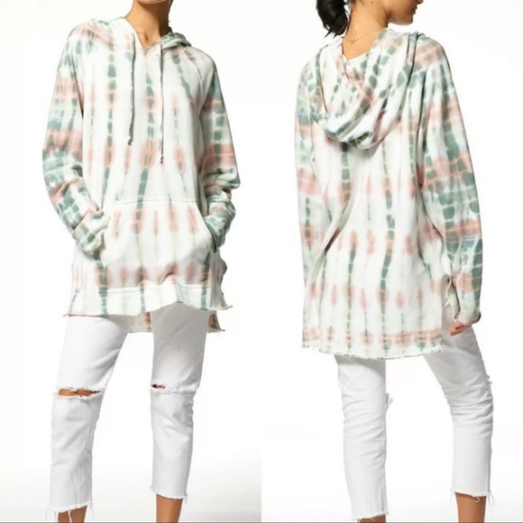 NEW Young Fabulous & Broke Oversized Hoodie Tunic Sweatshirt Blue Tie Dye Small - Picture 13 of 13